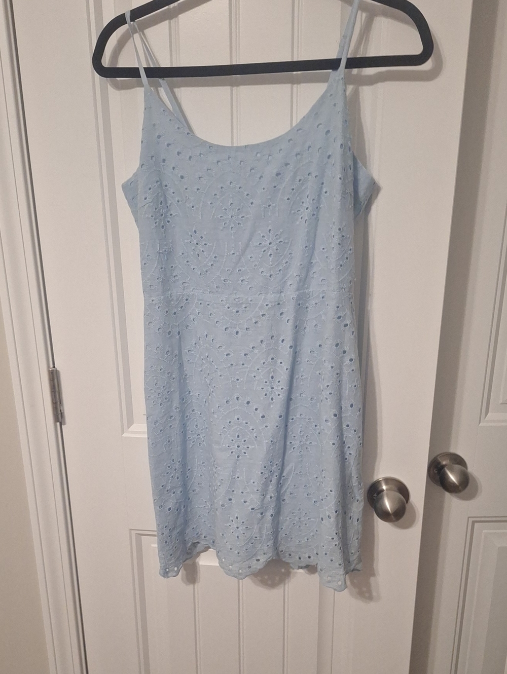 0Lulu's Pale Blue Eyelet Slip Dress.